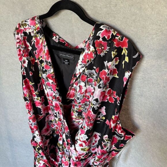 Jessica Howard Plus Size 24 Floral Wrap Dress Midi Length Sleeveless - Picture 3 of 5